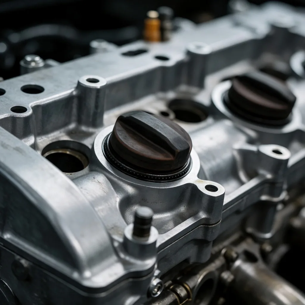 Motor de vehículo con varilla de aceite visible